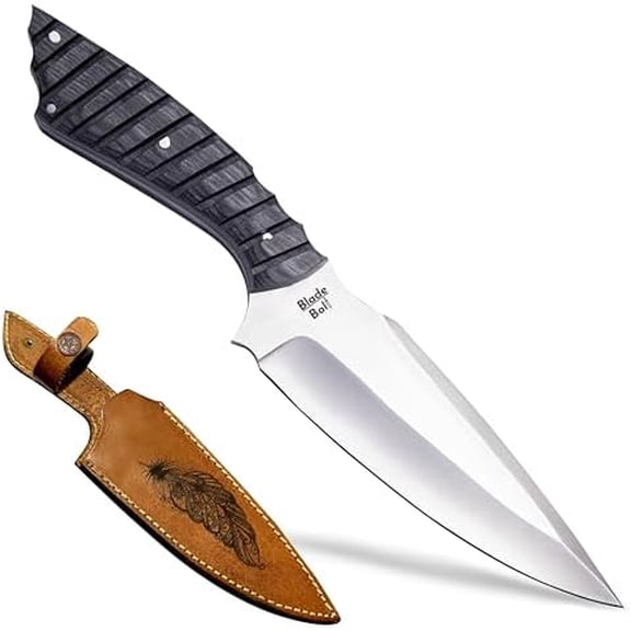 SkinMaster Pro S9X Fixed Blade Knife with Sheath – 5.7" Full Tang Drop Point D2 Steel Blade with Black Rose Wood Handle, Field Skinning Knife for Men, Ideal for Hunting, Camping, Outdoor, and Gift