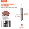 thumbnail image 2 of VEVOR Wind Chimes for Outside, 60 in, Deep Tone Wind Chimes with 6 Tubes, Unique Large Memorial Wind Chimes for Anniversary, Amazing Outdoor Decor for Your Patio, Porch, Garden and Backyard, Black, 2 of 9