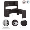 thumbnail image 2 of Bestar Ridgeley 65W L Shaped Desk with Hutch in charcoal maple, 2 of 4