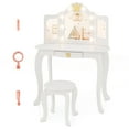 thumbnail image 1 of Costway Coiffeuse pour Enfants Ensemble de Coiffeuse Princesse Table et Chaise avec Miroir Éclairé Blanc, 1 of 10