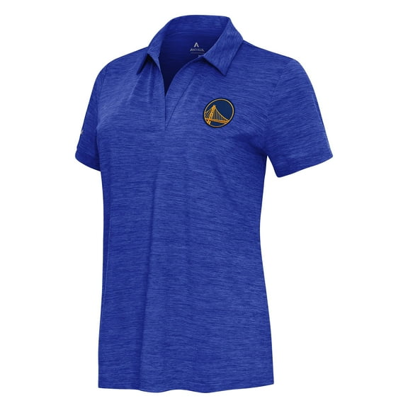 Women's  Antigua Heather Royal Golden State Warriors Layout V-Neck Polo