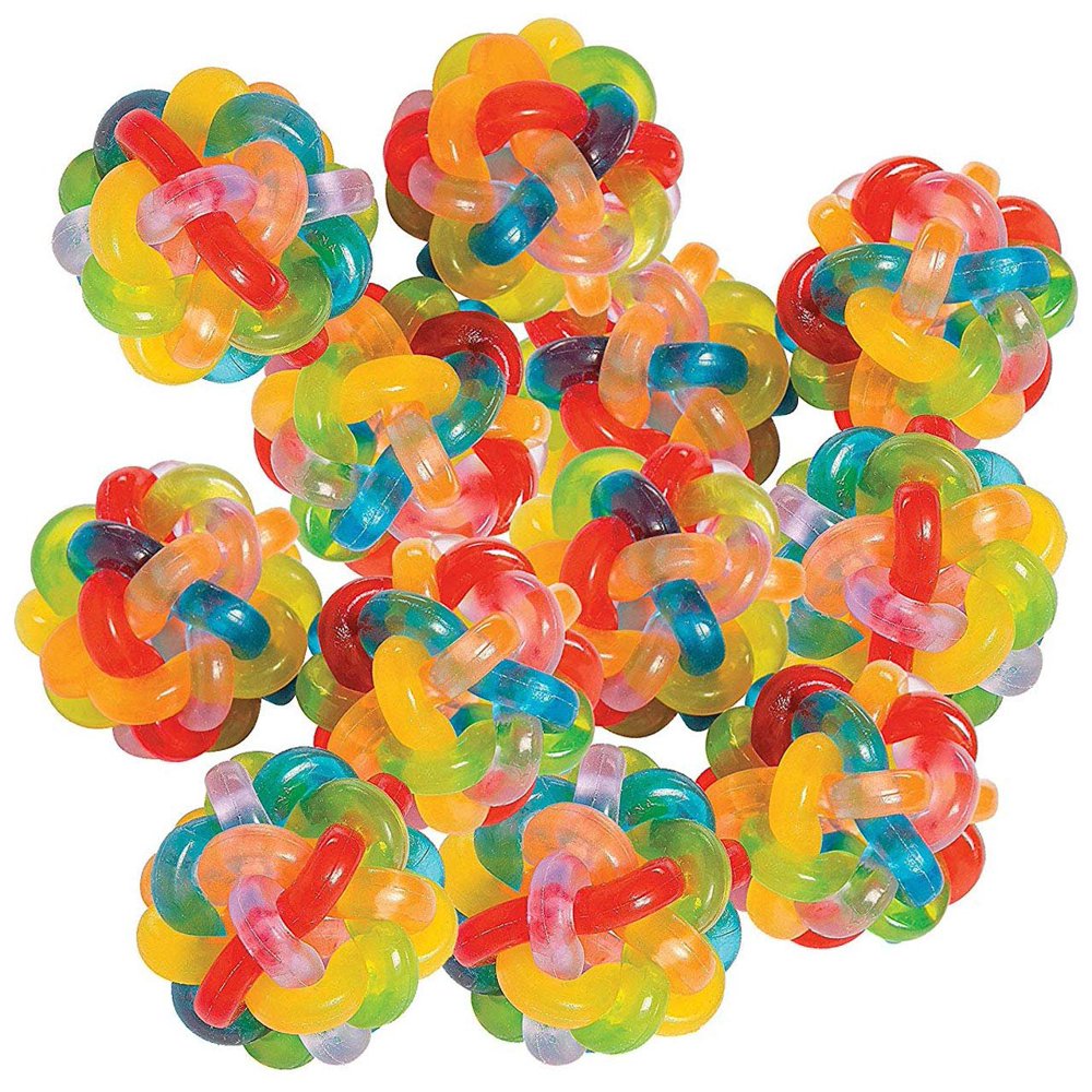 Colorful Intertwined Rubber Balls Pack Of 12 1.5 Inches Vibrant Colored Stress Balls For