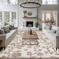 thumbnail image 5 of Pastoral Flowers Washable Area Rug 5 x 7 ft Khaki Flower Farm Vintage Linen Texture , Soft Non Slip Rugs Stain Repellent Indoor Felt Carpet for Living Dining Room Bedroom Home Office, 5 of 9