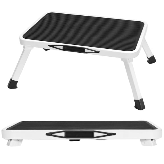 MAYEERTY Foldable Metal Step Stool with Anti-Slip Platform & Rubber Feet, Heavy Duty Portable Folding Stool Holds Up to 330 LBS for Home RV Warehouse Outdoor Use