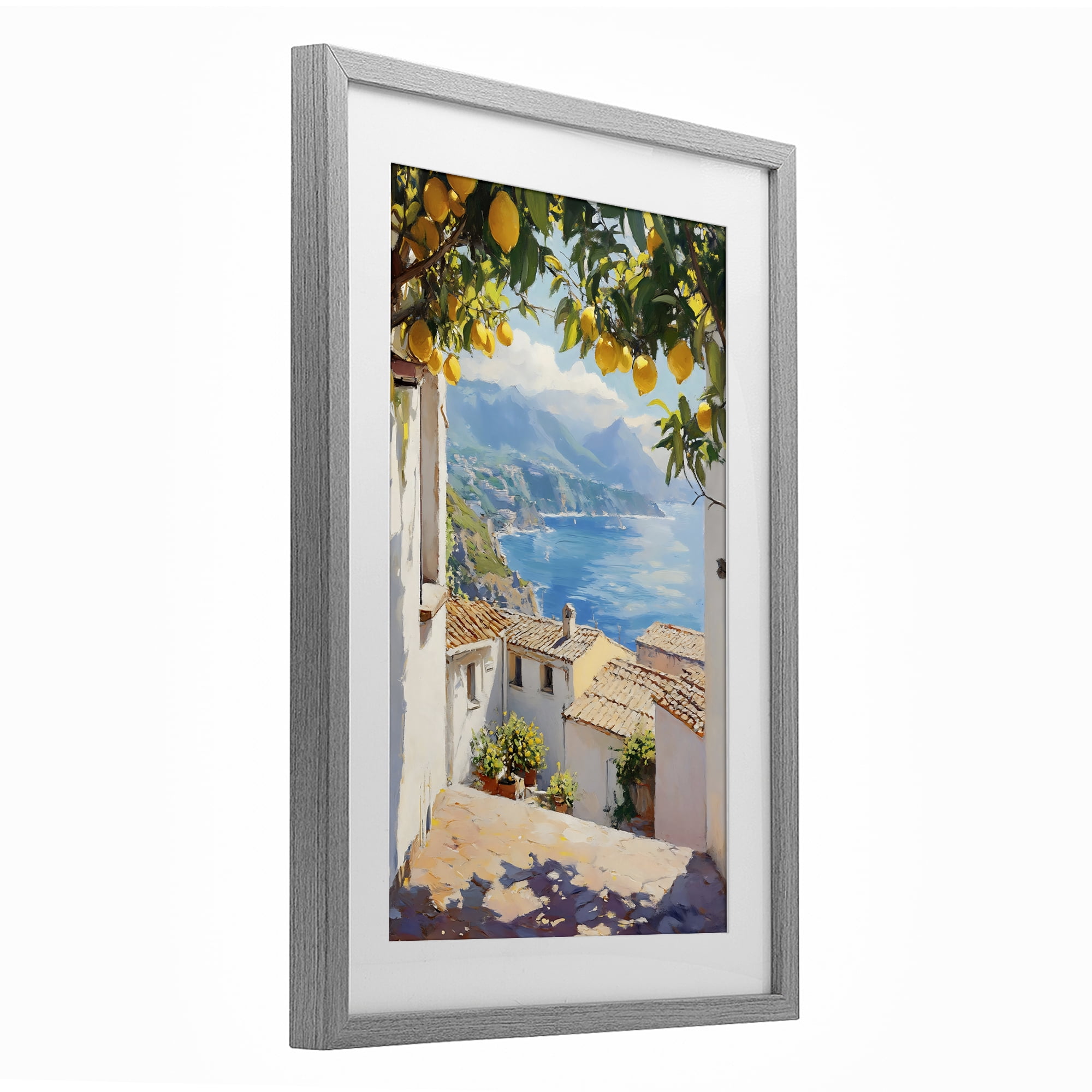 Stupell Industries Amalfi Coast Lemon Overhang Gray Framed Print Under Glass, design by LSR Design Studio