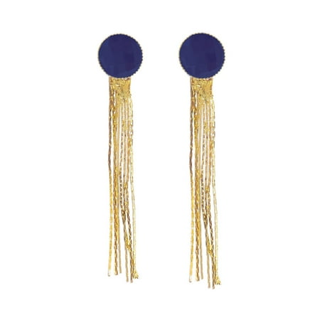 Chain Womens Fashion Earrings Blue Drop Earrings for Women Goled Chain Tassel Earrings for Ladies Fashion Jewelry Online ()