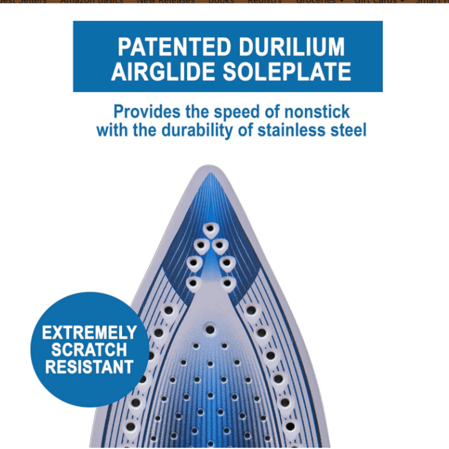 Ultraglide Steam Iron for Clothes Durilium Soleplate, Precision Tip, Anti-Drip, Auto-Off 1800 Watts Ironing, Steaming FV5841U0