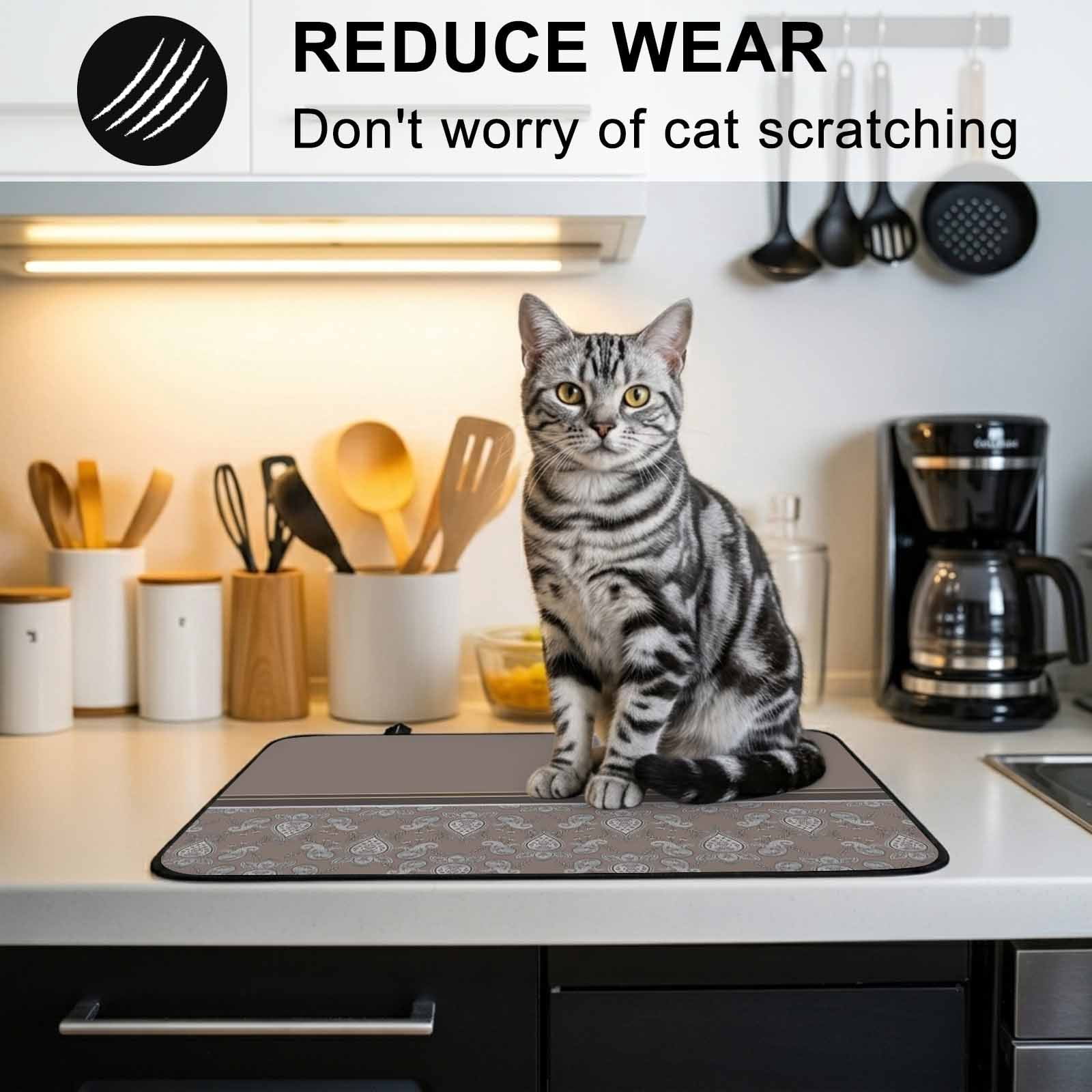 Boho Brown Flower Stove Top Cover for Electric Stove, Heat-proof & Non Slip Glass Top Stove Cover Protector, Abstract Bohemia Pesley Floral Kitchen Flat Cooktop Rubber Mat 24x21 Inches