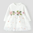 thumbnail image 2 of PatPat Baby Girl White Ribbed Long-sleeve Splicing Floral Embroidered Mesh Dress, 2 of 9