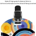 thumbnail image 4 of Square 2Pack PU Leather Geometry Cruise Luggage Tag with Privacy Cover and Name ID Tag for Travel Handbags Backpacks Luggage Tags, 4 of 6