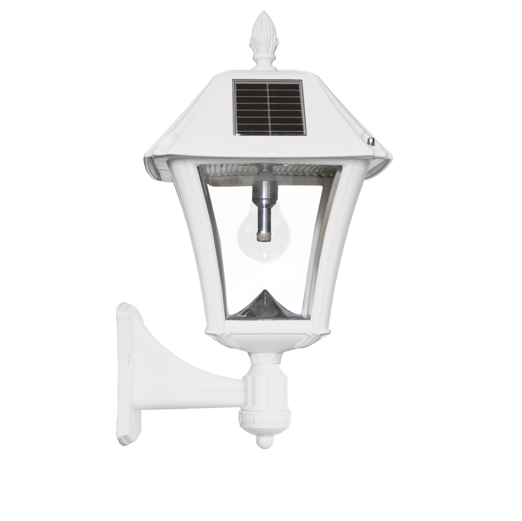 Baytown II Bulb Solar Light with GS Light Bulb- Wall/Pier/3" Fitter Mounts -White