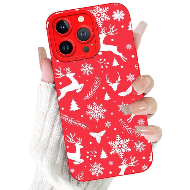 Funda para iPhone 13 Pro Max Cinysnt de silicona navideña