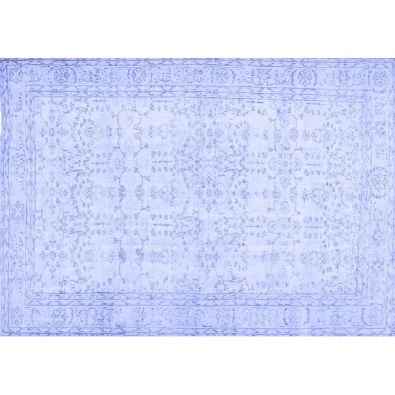 Ahgly Company Machine Washable Indoor Rectangle Abstract Blue Contemporary Area Rugs, 8' x 12'