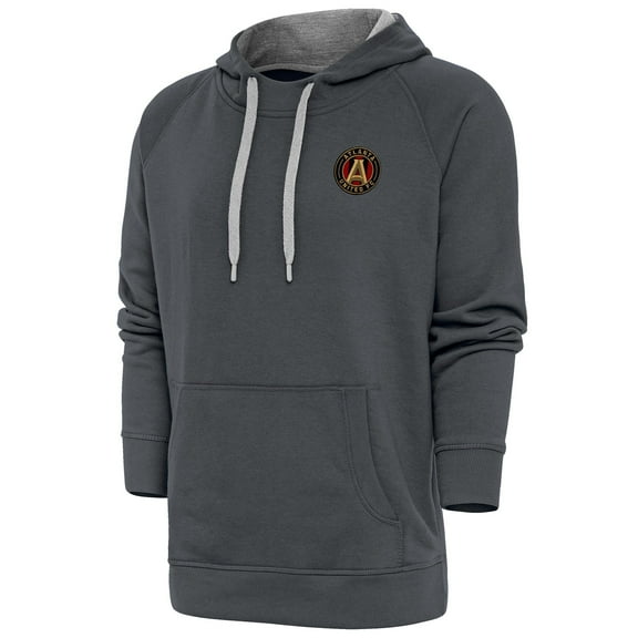 Men's Antigua Charcoal Atlanta United FC Logo Victory Pullover Hoodie