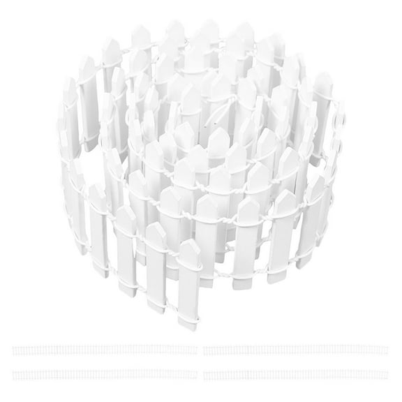 STRANDCHIC 5-Piece White Mini Garden Fence Set, Plastic Picket Decorative Edging for Outdoor Yard and Landscaping