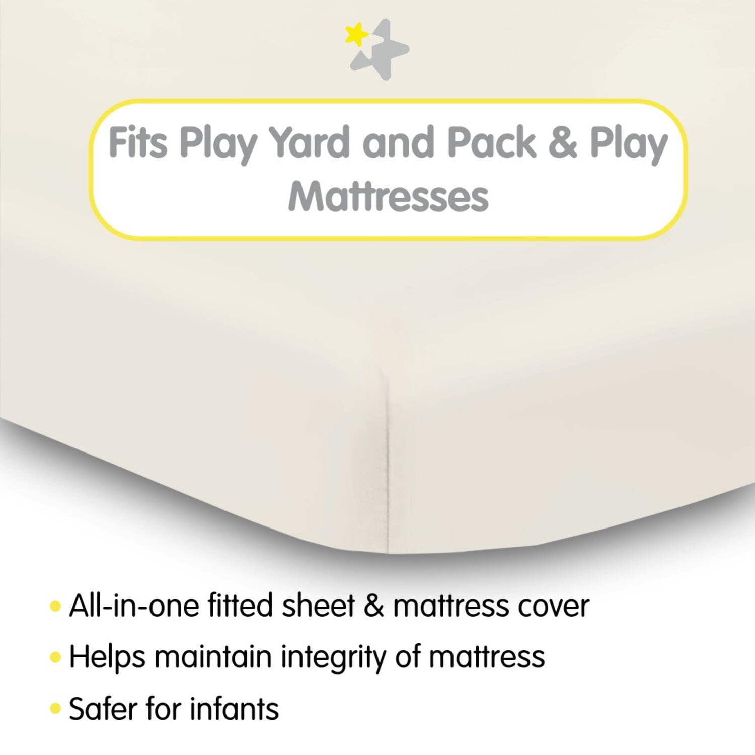BreathableBaby All-in-One Fitted Sheet Waterproof Cover, For 39" x 27"/99 x 69 cm Play Yard Mattress, Ecru (2-Pack)