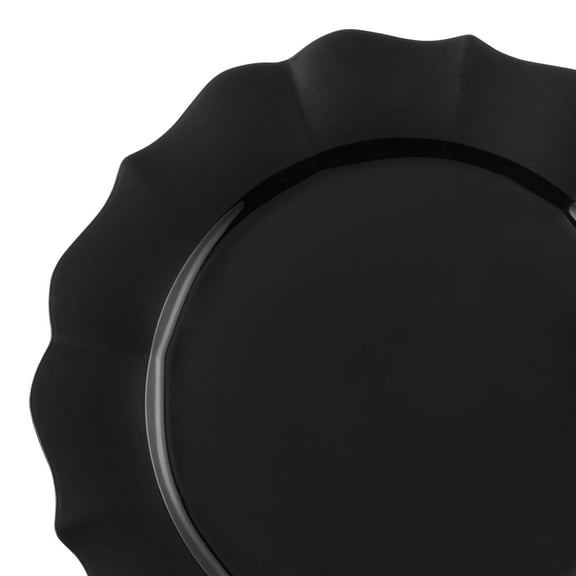 Smarty 10.25" Black Round Lotus Plastic Dinner Plates 120ct