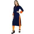 thumbnail image 6 of Bimba Women Blue Chic Style Tunic Indian Kurta Kurti Boho Collar Neck Blouse, 6 of 6