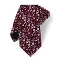 thumbnail image 7 of Cotton Floral Tie for Men 2.5" Printed Skinny Necktie Pocket Square Tie Clip Set Flower Wedding Party Groom Burgundy, 7 of 7