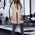 thumbnail image 2 of ZHOUCHANKIDS Women Long Vest Solid Color Sleeveless Hood Winter Puffer Vest Outwear Pink M, 2 of 6