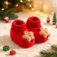 thumbnail image 4 of Miaouyo Baby Christmas Booties Knit Patchwork Winter Warm Soft Sole Shoes, 4 of 8