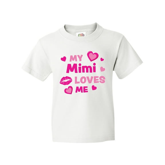 Inktastic Valentine's Day My Mimi Loves Me Hearts and Lips Youth T-Shirt