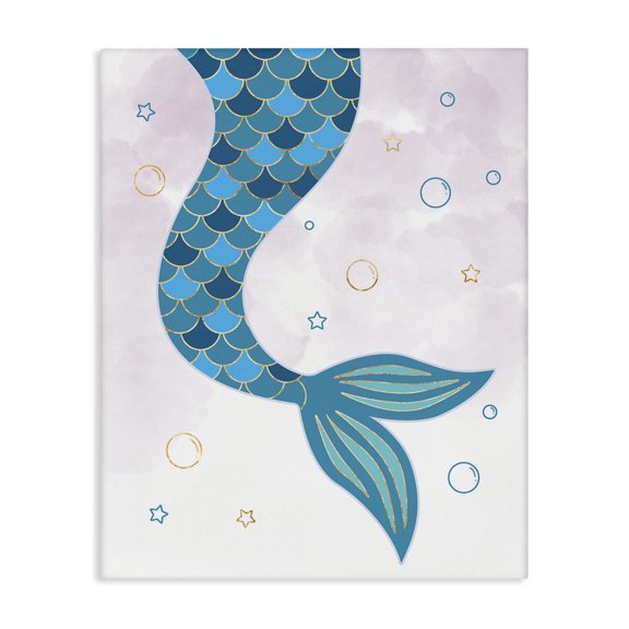 Stupell Industries Eclectic Mermaid Tail and Bubbles Canvas Art, 16 x 20, by Ziwei Li