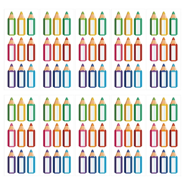 Trendy Tool Kit for Home, Student Pencil Name Stickers 9 Colors Blank Word Stickers Stationery Stickers Personalized Name Label Stickers Self Adhesive Stickers