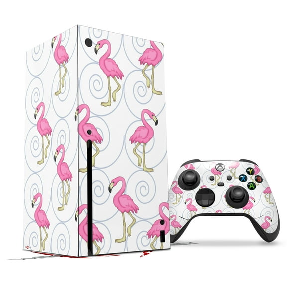 WraptorSkinz Skin Wrap compatible with the 2020 XBOX Series X Console and Controller Flamingos on White (XBOX NOT INCLUDED)