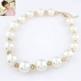 thumbnail image 2 of AYYUFE Women's Gorgeous Big Pearl Rhinestone Bib Statement Chain Necklace, 2 of 5