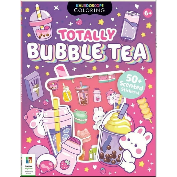 Hinkler Kaleidoscope Coloring with Stickers Totally Bubble Tea Kids for Ages 6 - 12 48 Pages