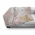 thumbnail image 3 of Gender Reveal Soft Flannel Fleece Blanket, Girls Baby with Teddy Bear Flowers Hearts and Polka Dots Print, Cozy Plush for Indoor and Outdoor Use, 50" x 70", Pale Pink and Sand Brown, by Ambesonne, 3 of 6