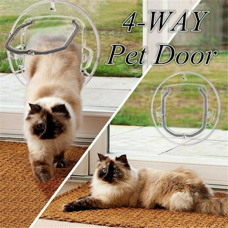 Pet Door For Cats Small Dogs 4 Ways Lock Round Clear Cat Flap