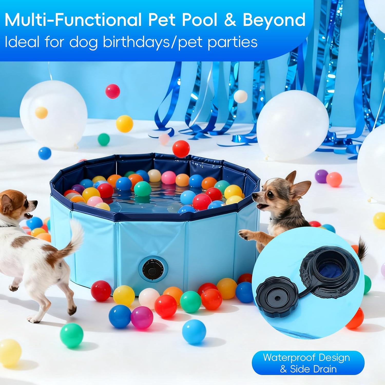 Dog Ball Pit with 75 Balls Included,Cat Ball Pit & Dog Pool 2-in-1 for Puppies Small Dogs Cats, Portable Pet Playpen Pool Indoor Outdoor(S+75 Balls)