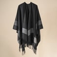 thumbnail image 2 of GDREDA Cape Cardigan à Rayures pour Femmes Automne Hiver Coupe-Vent Chaud Mode Noir, Taille Unique, 2 of 3