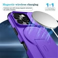 thumbnail image 2 of Case for iPhone 16 Pro Max 6.9" with Invisible Fold Holder Stand, MagSafe Magnetic Wireless Charging,Sliding camera casing,Shockproof Dropproof Tough Rugged Protective Case Cover,Purple, 2 of 10