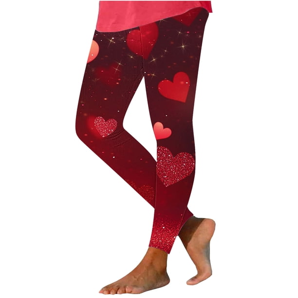Pantalones Casuales de las Mujeres Día de San Valentín Imprimidos Leggings de Yoga, Pantalones Deportivos de Fitness de Cintura Alta para el Gimnasio