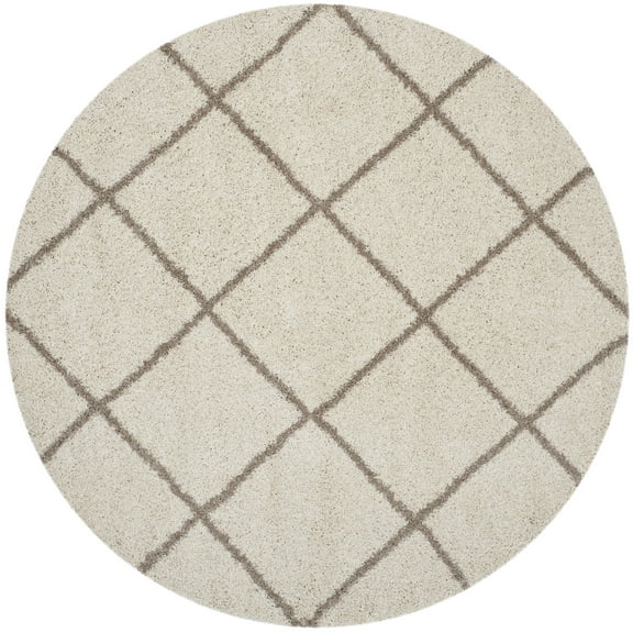 SAFAVIEH Hudson Amias Geometric Shag Area Rug, Ivory/Beige, 7' x 7' Round