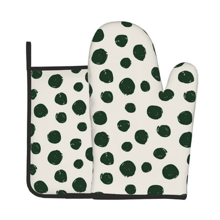 

Bingfone Abstract Green Polka Dot Print Oven Mitts Pot Holders Set 2 PCS for Kitchen for Cooking Grilling Baking BBQ Pot Holders Cook Essentials