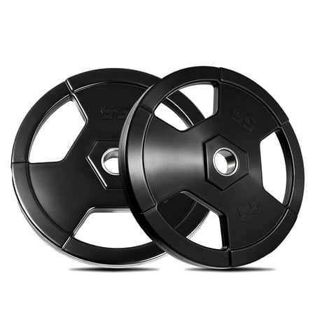 55 lbs Weight Plates for Barbell, 2 inch Weights Plates, Rubber Bumper Iron, Low Noise & Floor Protection Weight for Home Gym Strength Training, Weightlifting & Muscle Toning Plate