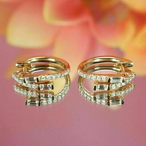 Gorgeous 2.00 Ct Round Cut Diamond Women's Huggie Hoop Earrings 14k Yellow Gold Plated