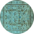 thumbnail image 1 of Ahgly Company Indoor Round Oriental Light Blue Industrial Area Rugs, 8' Round, 1 of 4