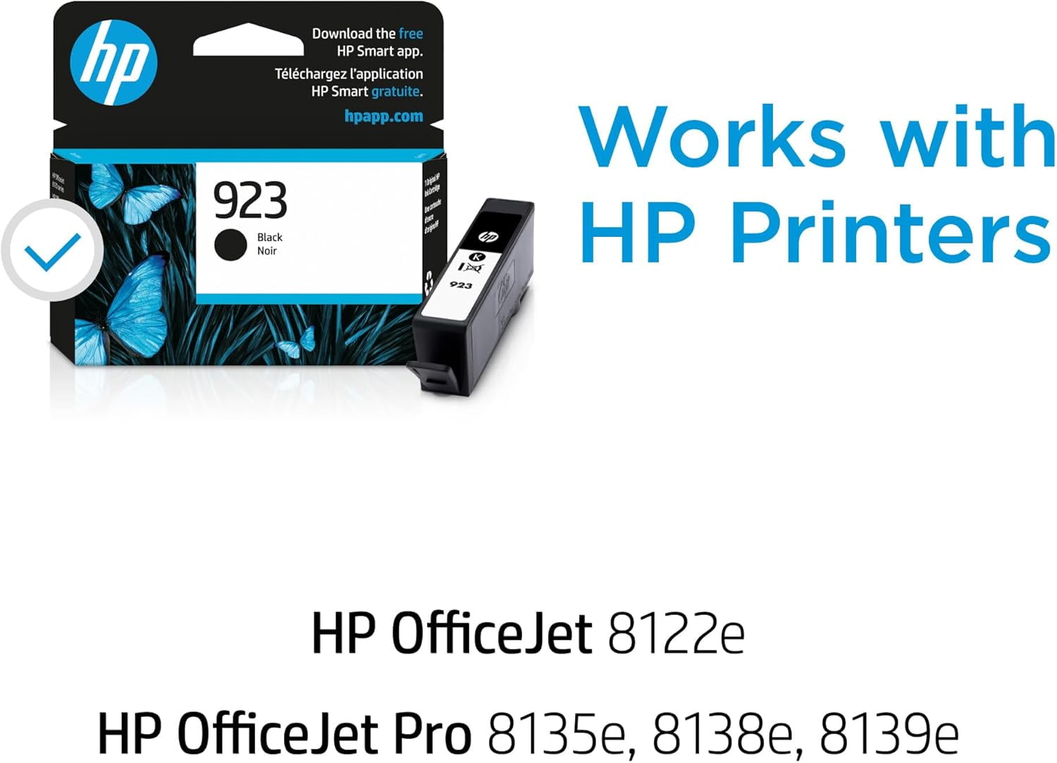 HP 923 Black Ink Cartridge | Works OfficeJet 8120 Series, OfficeJet Pro 8130 Series | Eligible for Instant Ink |
