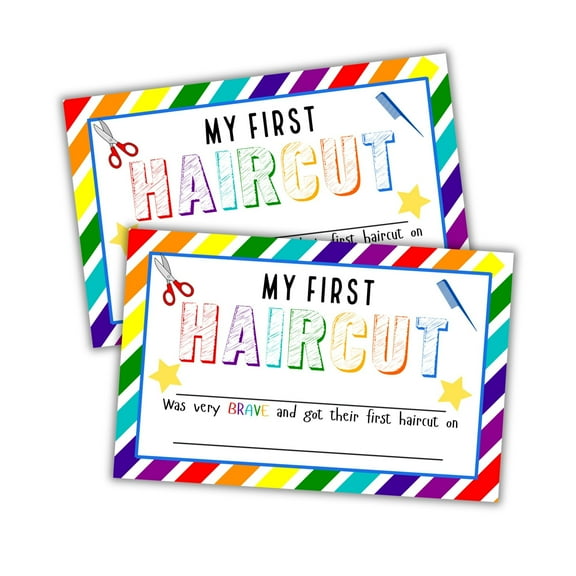 My First Haircut Certificate 30pk 5.5x8.5 Bravery Achievement Milestone Hair Stylist Award Cardstock Hand Out to Clients