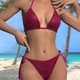 thumbnail image 2 of TSADFHJI Maillots de Bain pour Femmes Maillot Dermoprotecteur Bikini Aguichant Deux Pièces Ensemble Bikini à Sequins String Triangle Maillot de Bain L Rouge, 2 of 6