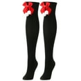 thumbnail image 3 of Naughtyhood Women's Christmas Extended Knee Length Stockings Solid Bow Plush Ball Warm Socks, 3 of 4