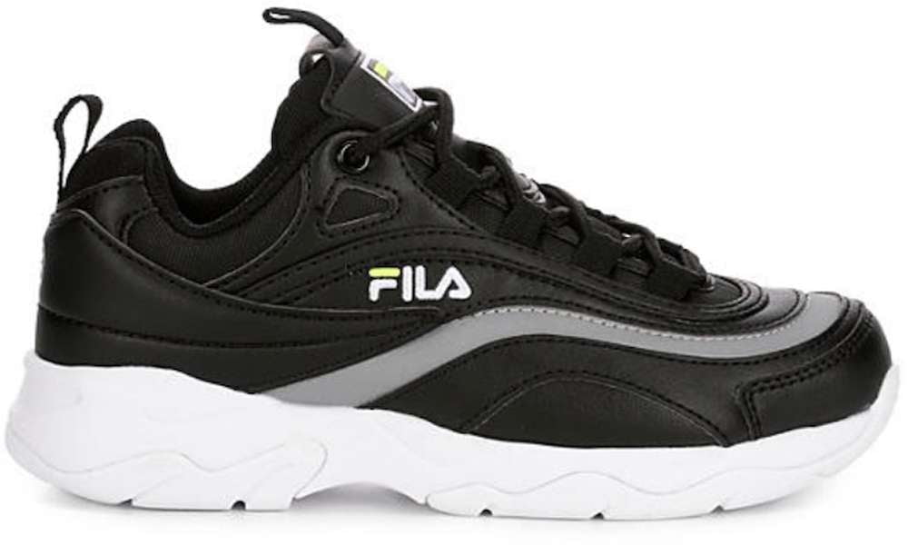 Boys Fila Fila Ray Shoe Size: 12.5 Black - Safety Yellow - Metallic Silver Fashion Sneakers