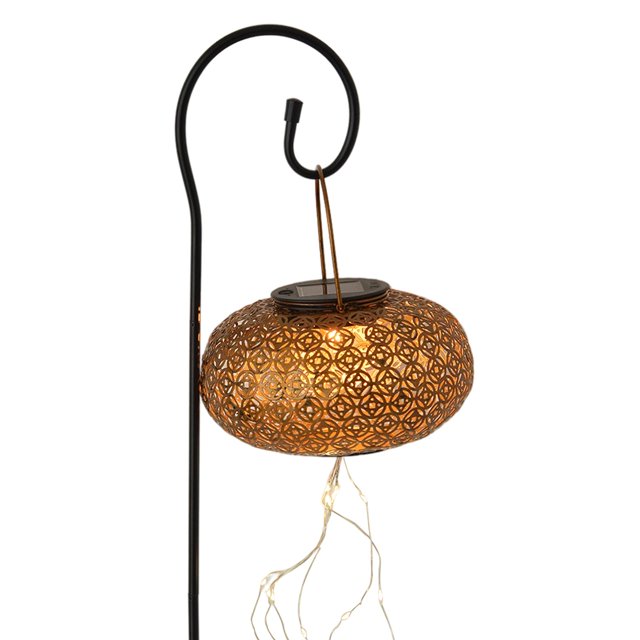 Lámpara solar colgante al aire libre con luz de arte de linterna solar para decoración de árboles de césped con con gancho G jinwen Linternas de patio