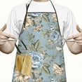 thumbnail image 2 of Pioneer Flower Floral Print Pattern Apron-Garden Aprons for Women with Pockets-Cotton Linen Waterproof Kitchen Cooking Gardening Aprons Adjustable for Kitchen,Cooking,BBQ and Salon 33x27 Inch, 2 of 6
