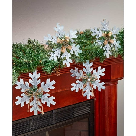 Oversized Christmas Ornaments The Lakeside Collection Set of 4 Farmhouse Country Christmas Oversized Snowflake Ornaments ()